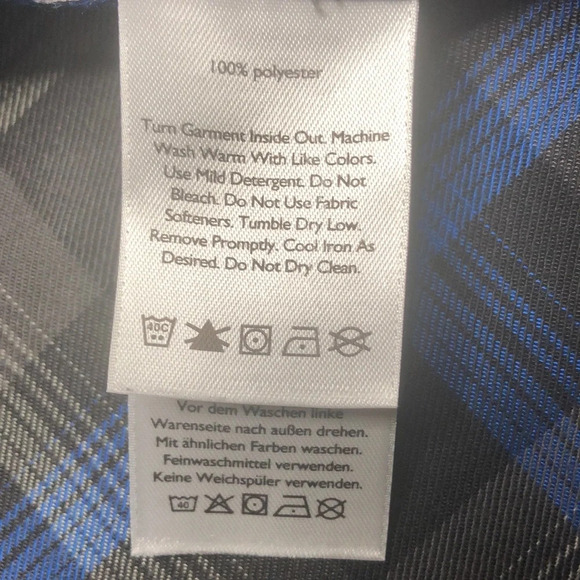 Eddie Bauer Men's Blue Black Gray Plaid Flannel Long Sleeve Shirt | Size TXL - Picture 7 of 8